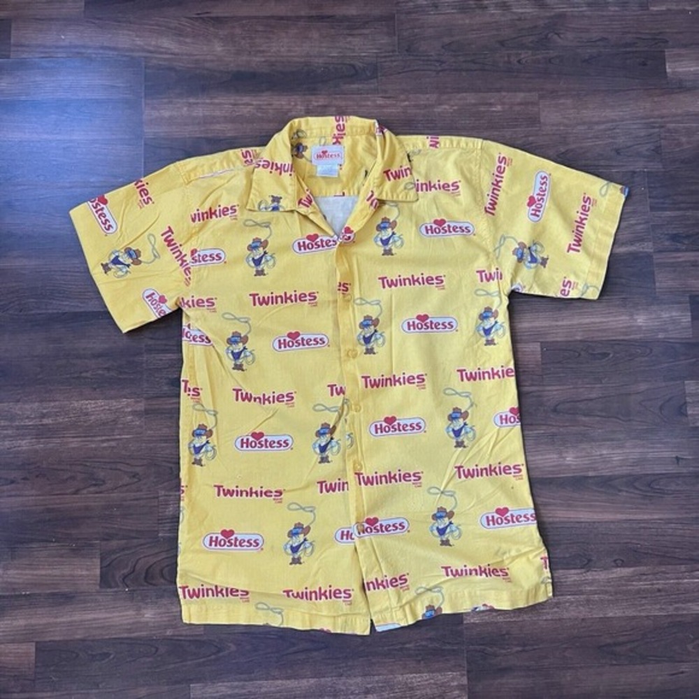 Twinkies! Vintage 2001 Twinkies Men's Button Down‎ Shirt Yellow RARE